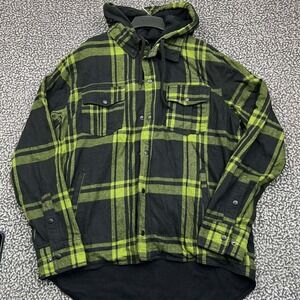 Z1R Timber Shirt Men Extra Large Green Flannel Plaid‎ Long Sleeve Cotton XL